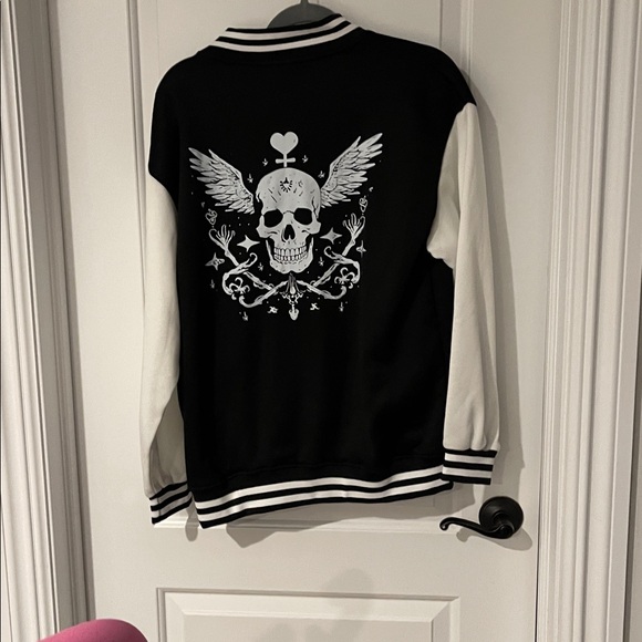Classic Black and White Varsity Jacket - Picture 3 of 3
